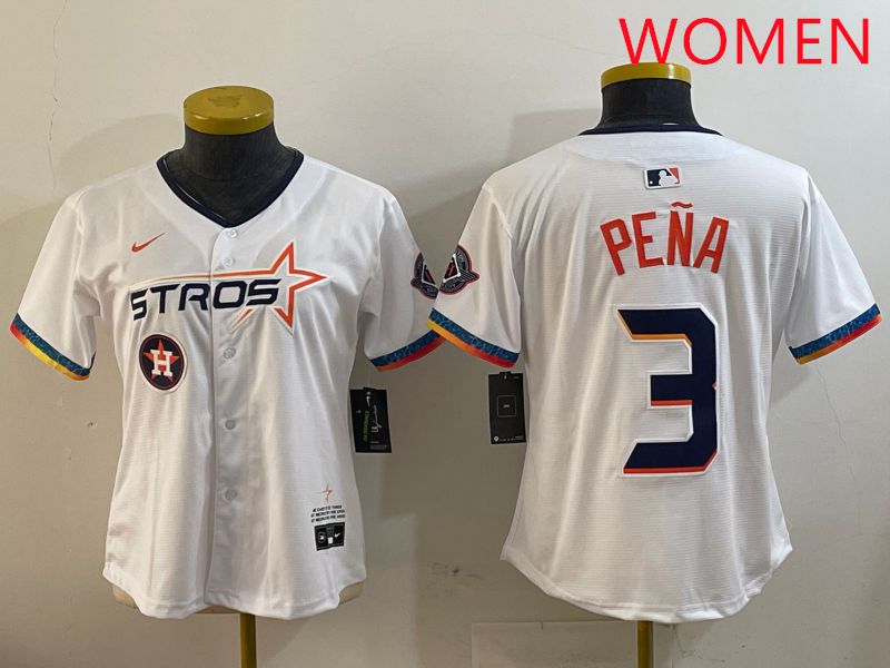 Women Houston Astros 3 Pena White Fourth generation Joint Name 2025 Nike MLB Jersey style 10